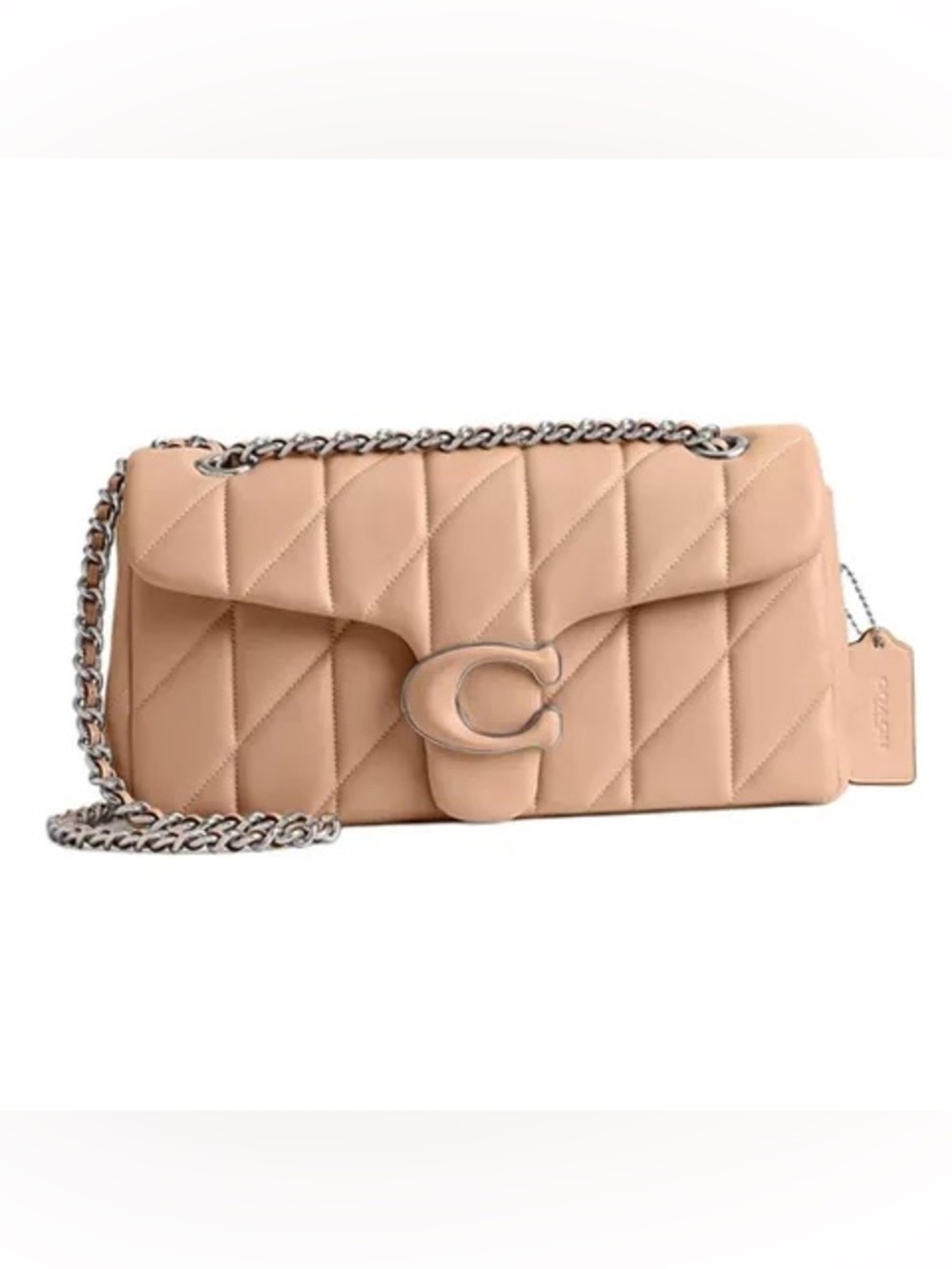 Coach Tabby Shoulder Bag 26 with Quilting Silver/Buff NWT $425 Retail